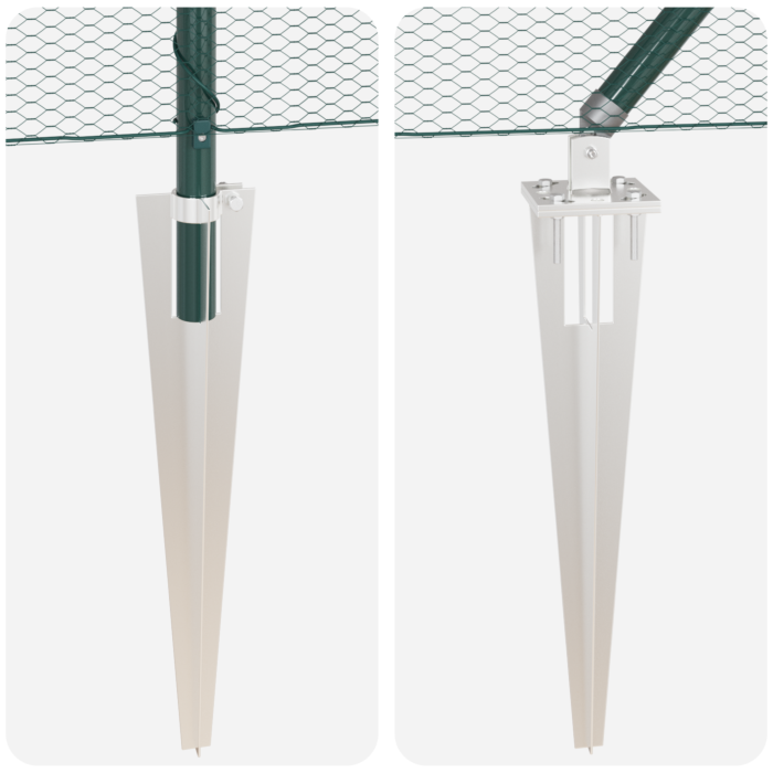 Vidaxl Hexagon Fence Green 0.8x50 M Steel, Vidaxl Fence Posts With Spike 13 Pcs Ø32 Mm 100 Cm Galvanised Steel