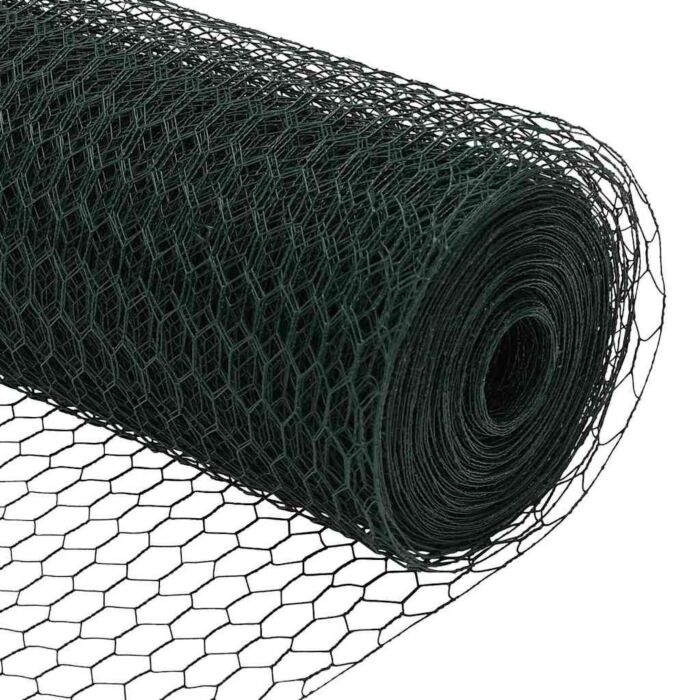 Vidaxl Hexagon Fence Green 0.8x50 M Steel, Vidaxl Fence Posts With Spike 13 Pcs Ø32 Mm 100 Cm Galvanised Steel