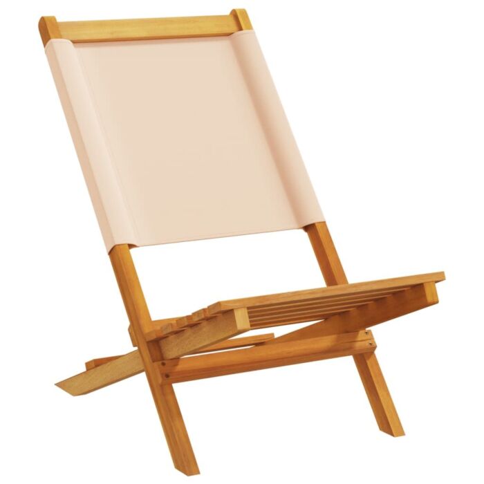 Vidaxl Folding Garden Chairs 6 Pcs Beige Fabric And Solid Wood