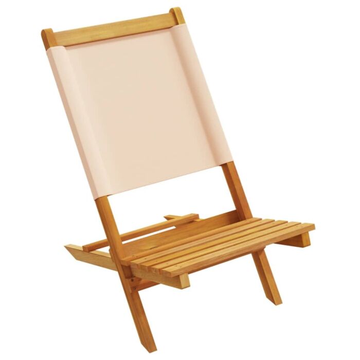 Vidaxl Folding Garden Chairs 6 Pcs Beige Fabric And Solid Wood