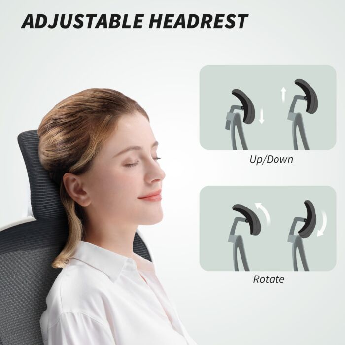 Homcom Executive Office Chair, Ergonomic Mesh High Back Desk Chair With Flip-up Armrest, Rotatable Headrest, Adjustable Lumbar Support, Swivel Computer Chair For Home Study, Black