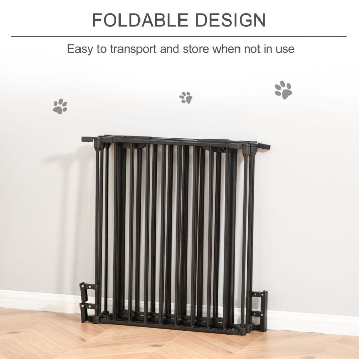 Pawhut Stair Gate Dog Pens Pet Playpen 5-panel Freestanding Fireplace Christmas Tree Metal Fence Stair Barrier Room Divider With Walk Through Door