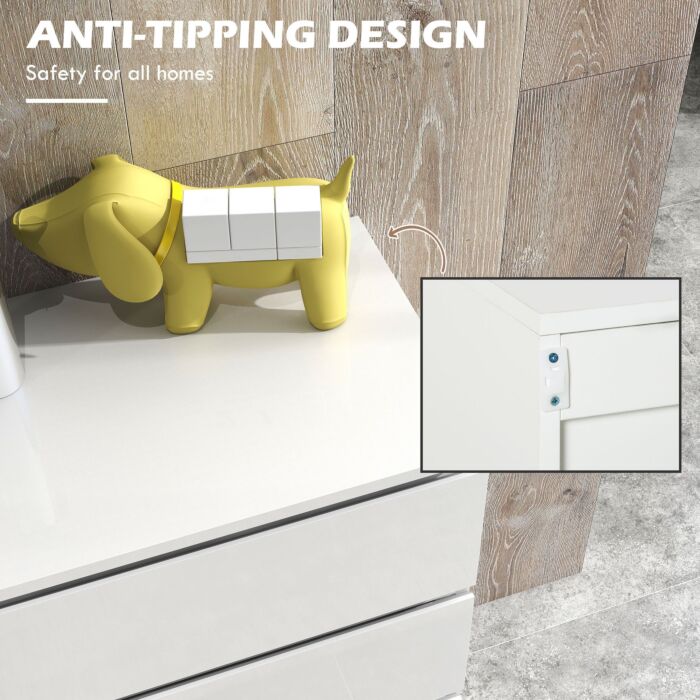 Homcom High Gloss 4 Drawer Chest Of Drawers,4-drawer Storage Cabinets, Modern Dresser, Storage Drawer Unit, White