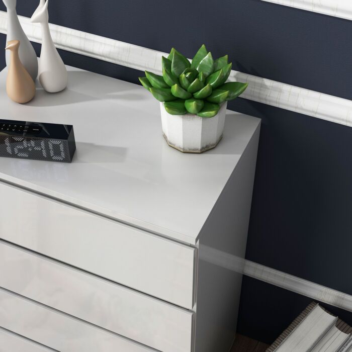 Homcom High Gloss 4 Drawer Chest Of Drawers,4-drawer Storage Cabinets, Modern Dresser, Storage Drawer Unit, White