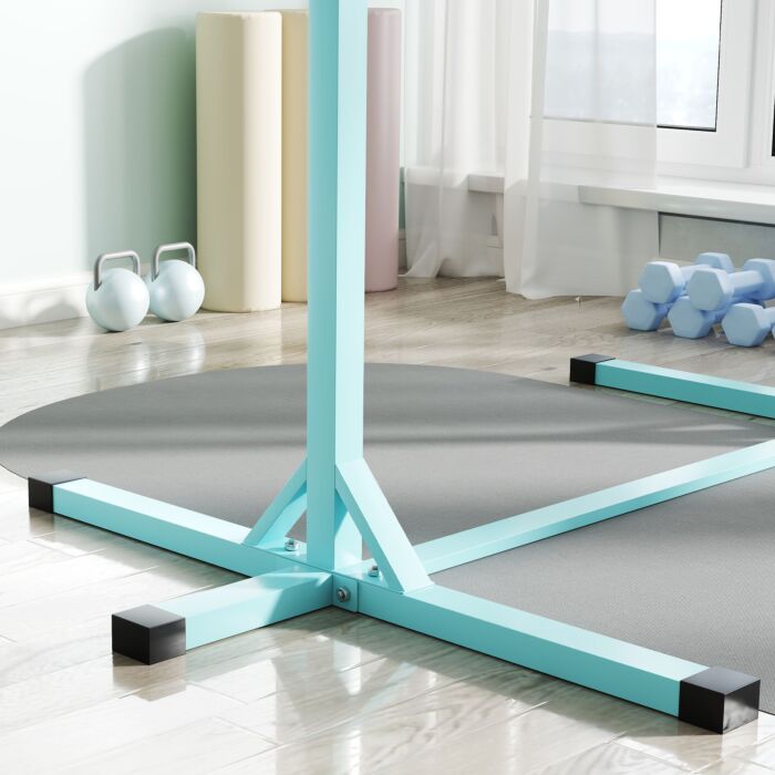 Homcom Height Adjustable Gymnastics Horizontal Bar For Kids, Children Junior Kip High Bar Fitness, Light Blue
