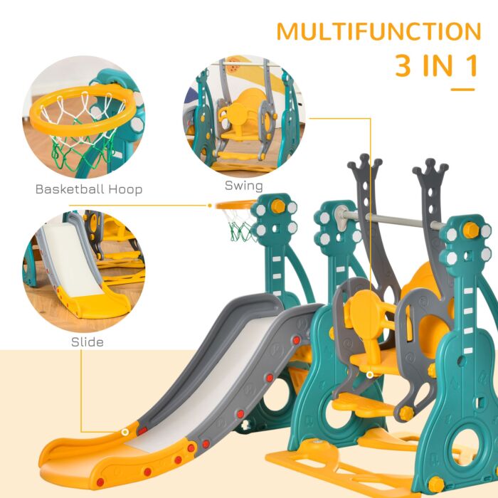 HOMCOM Multicolor Kid Climbing Rope Disc Swings Seat Set With Platforms Outdoor Toys Playset For Playground Backyard