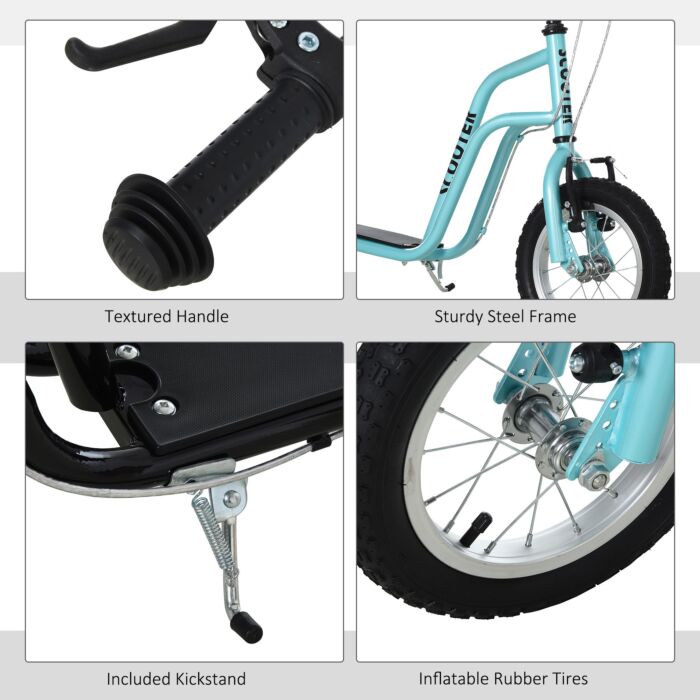 Homcom Kids Steel Height Adjustable Kick Scooter Blue/black