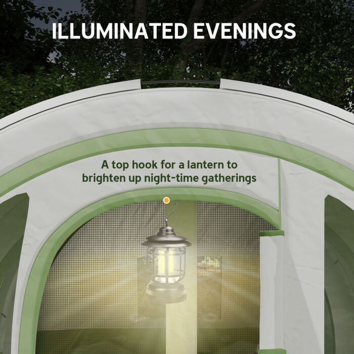 Outsunny 3000mm Waterproof Camping Tent, 5-6 Man Family Tent With Living And Bedroom, Carry Bag Included, Cream And Green