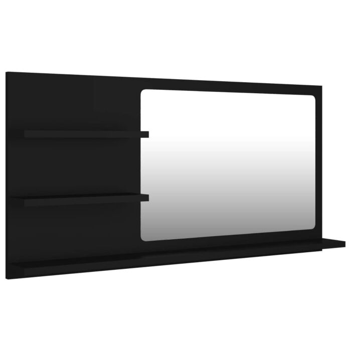 Vidaxl Bathroom Mirror Black 90x10.5x45 Cm Engineered Wood
