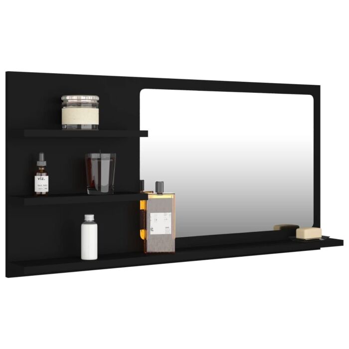 Vidaxl Bathroom Mirror Black 90x10.5x45 Cm Engineered Wood