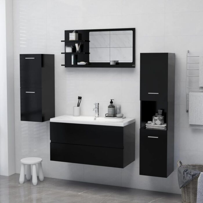 Vidaxl Bathroom Mirror Black 90x10.5x45 Cm Engineered Wood
