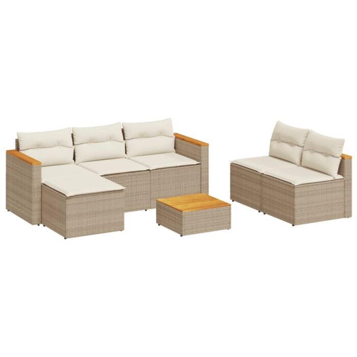Vidaxl 5 Piece Garden Sofa Set With Cushions Beige Poly Rattan Acacia