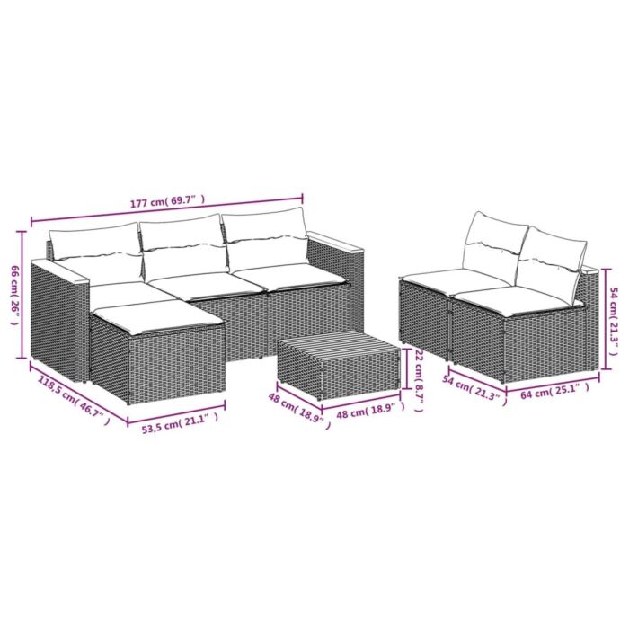 Vidaxl 5 Piece Garden Sofa Set With Cushions Beige Poly Rattan Acacia