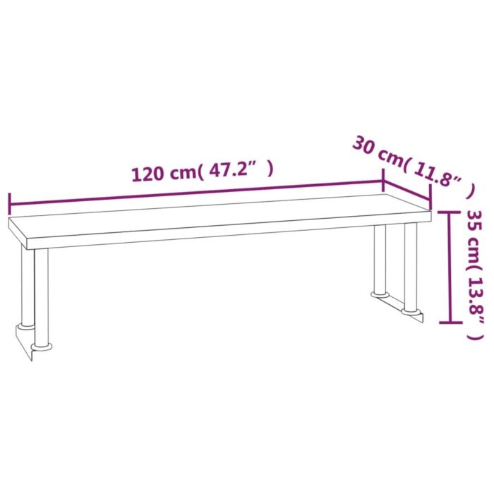 Vidaxl Kitchen Work Table With Overshelf 120x60x115 Cm Stainless Steel
