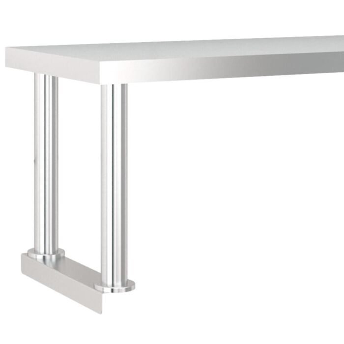 Vidaxl Kitchen Work Table With Overshelf 120x60x115 Cm Stainless Steel