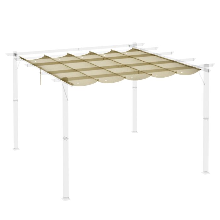 Outsunny Retractable Pergola Shade Cover, Replacement Canopy For 4 X 3 (m) Pergola, Retractable Roof, Beige
