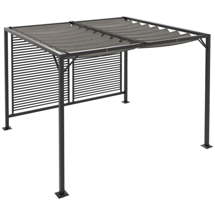Outsunny 3 X 2.8m Metal Pergola, With Retractable Fabric Roof - Grey