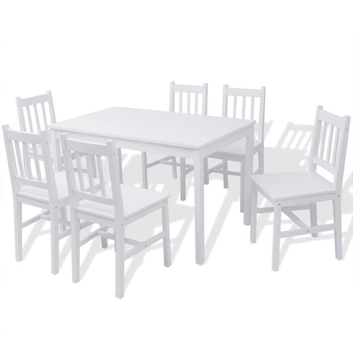 Vidaxl Seven Piece Dining Set Pinewood White