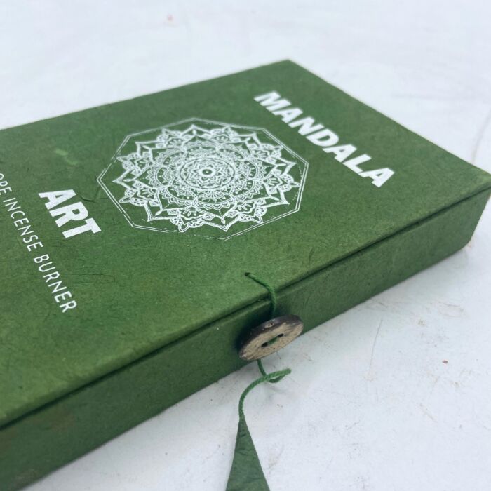 Rope Incense And Silver Plated Holder Set - Mandala Flower
