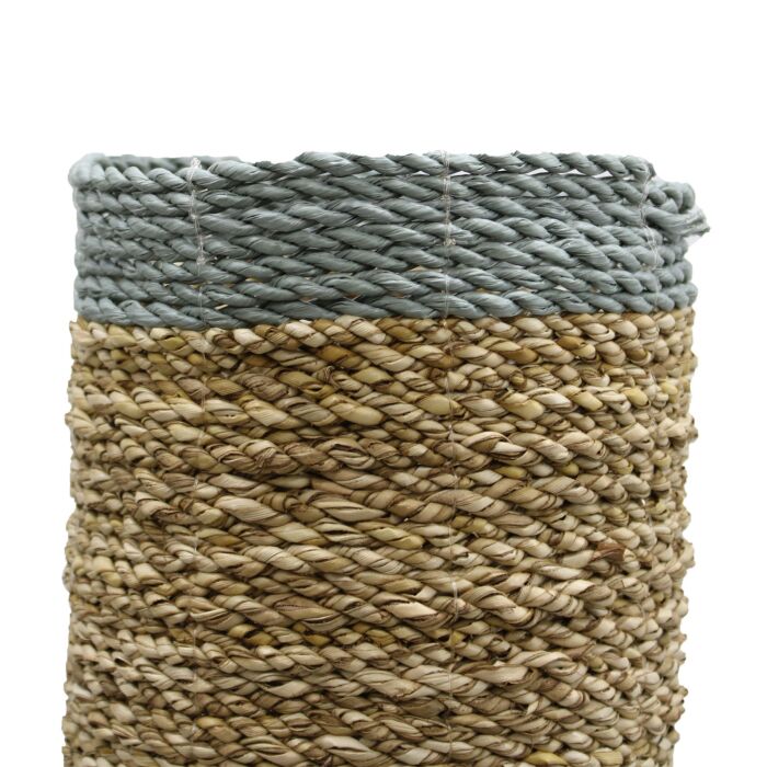Seagrass & Abu-abu Raffia Set - 2 Vase & 2 Bins