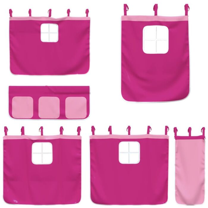 Vidaxl Bunk Bed With Slide And Curtains Pink 80x200 Cm