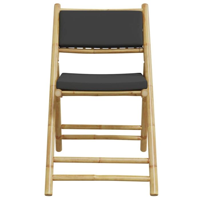 Vidaxl 5 Piece Folding Bistro Set With Dark Grey Cushions Bamboo