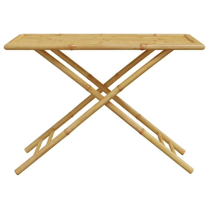 Vidaxl 5 Piece Folding Bistro Set With Dark Grey Cushions Bamboo