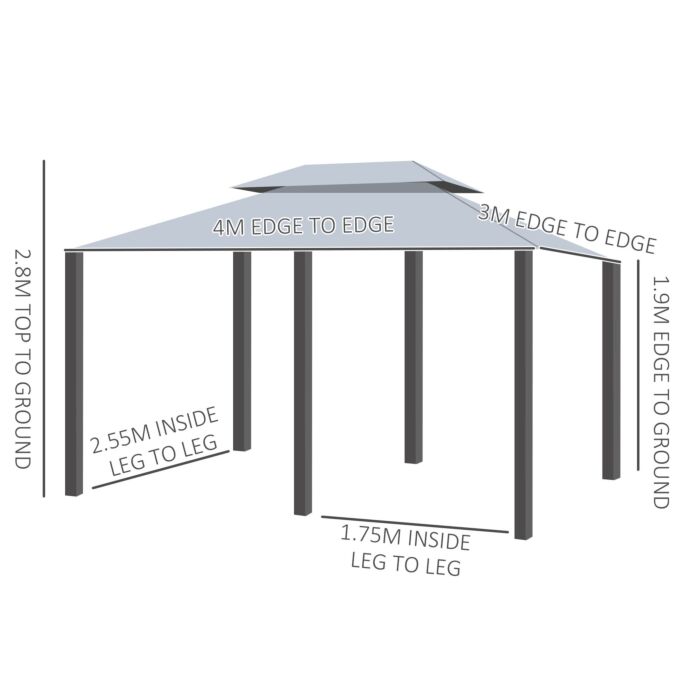 Outsunny 10 X 13ft Metal Gazebo Outdoor 2-tier Steel Frame Gazebo With Curtains Outdoor Backyard, Black/grey