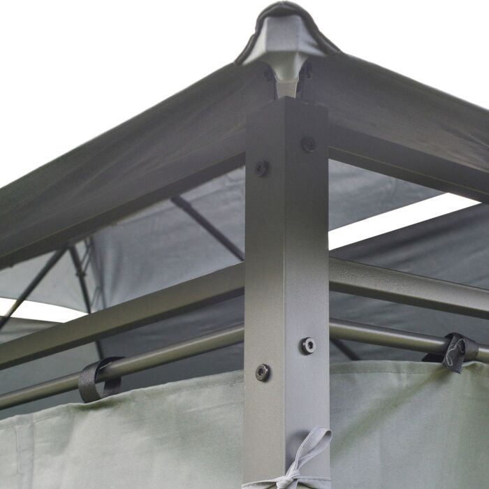 Outsunny 10 X 13ft Metal Gazebo Outdoor 2-tier Steel Frame Gazebo With Curtains Outdoor Backyard, Black/grey