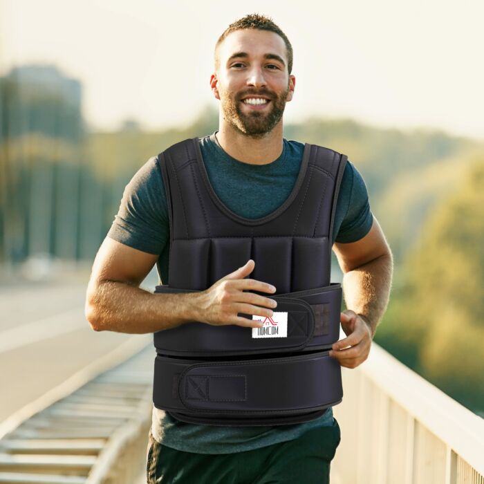 Homcom 20kg Adjustable Metal Sand Weight Vest Black