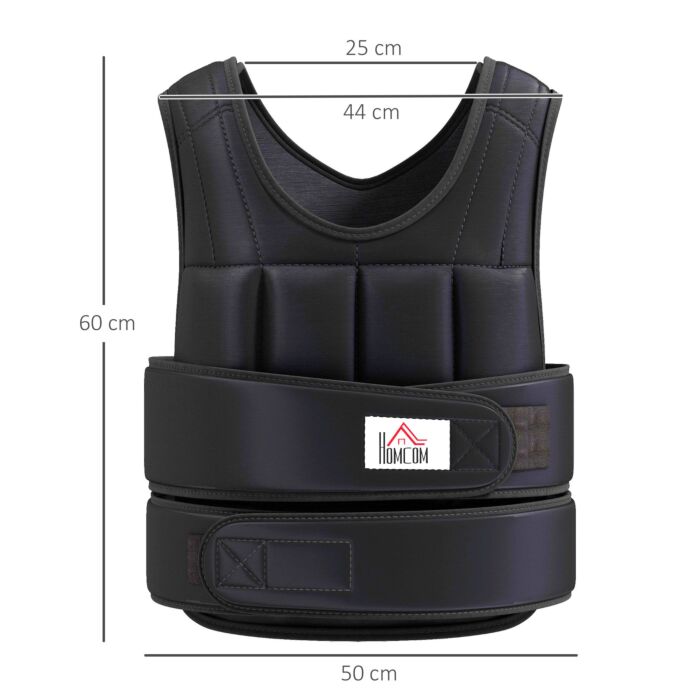 Homcom 20kg Adjustable Metal Sand Weight Vest Black