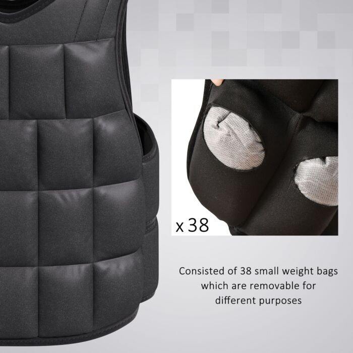 Homcom 20kg Adjustable Metal Sand Weight Vest Black