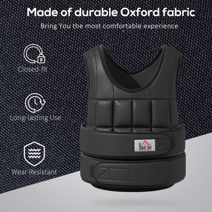 Homcom 20kg Adjustable Metal Sand Weight Vest Black
