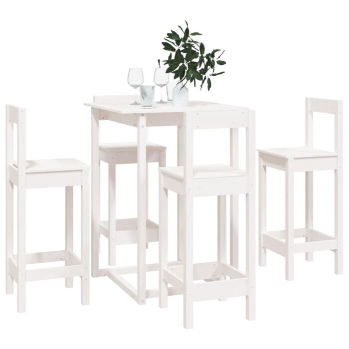 Vidaxl 5 Piece Bar Set White Solid Wood Pine