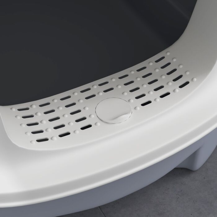 Pawhut Cat Litter Box With Lid, Scoop, Deodorization Bags, Top Entry, Cat Toilet Easy Clean With Drawer Pan, Grey