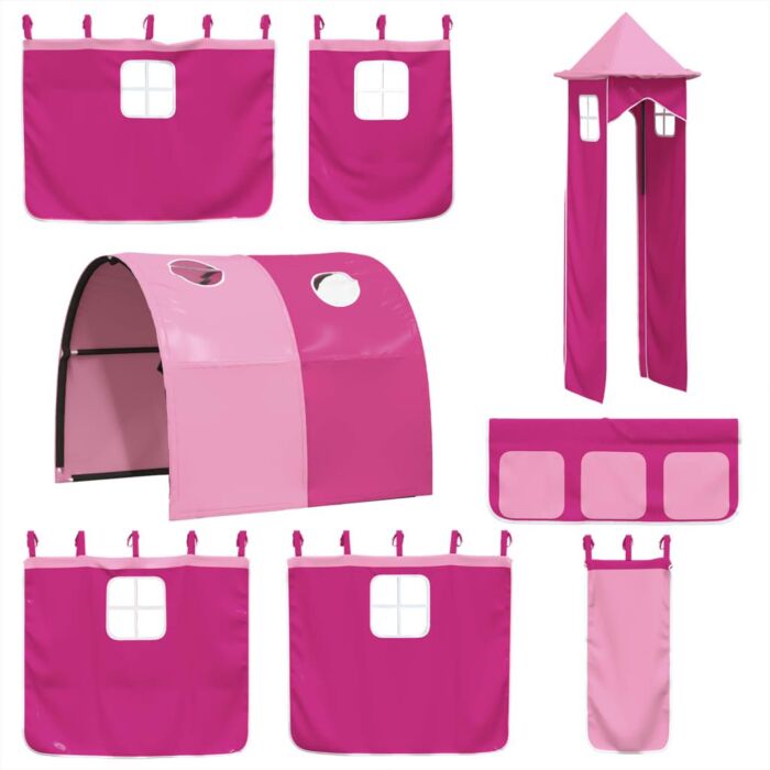 Vidaxl Kids' Loft Bed With Tower Pink 80x200 Cm Solid Wood Pine