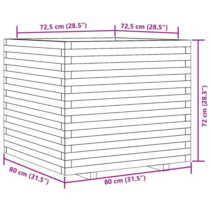 Vidaxl Garden Planter 80x80x72 Cm Impregnated Wood Pine