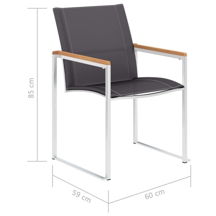 Vidaxl Garden Chairs 4 Pcs Textilene And Stainless Steel Grey