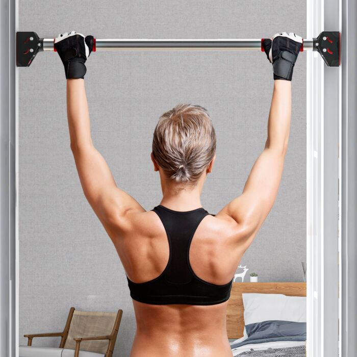 Sportnow Doorway Pull Up Bar, No Screws Door Frame Chin Up Bar, Adjustable Length (75-92cm) For Home Gym Workout