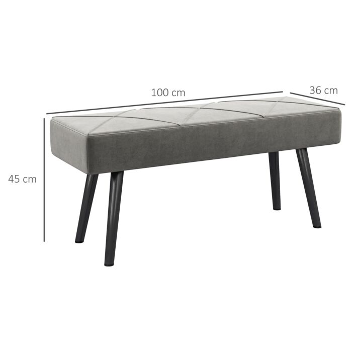 Homcom End Of Bed Bench With X-shape Design And Steel Legs, Upholstered Hallway Bench, Grey