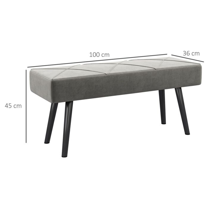 Homcom End Of Bed Bench With X-shape Design And Steel Legs, Upholstered Hallway Bench, Grey