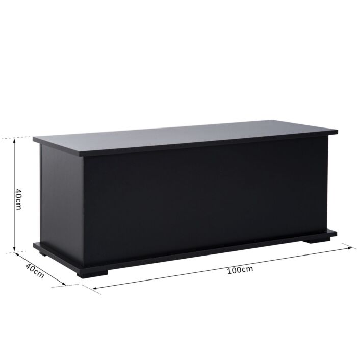 Homcom Wooden Storage Box Clothes Toy Chest Bench Seat Ottoman Bedding Blanket Trunk Container With Lid - Black