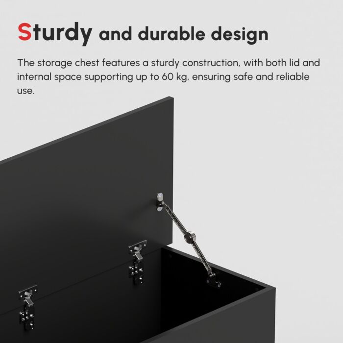 Homcom Wooden Storage Box Clothes Toy Chest Bench Seat Ottoman Bedding Blanket Trunk Container With Lid - Black