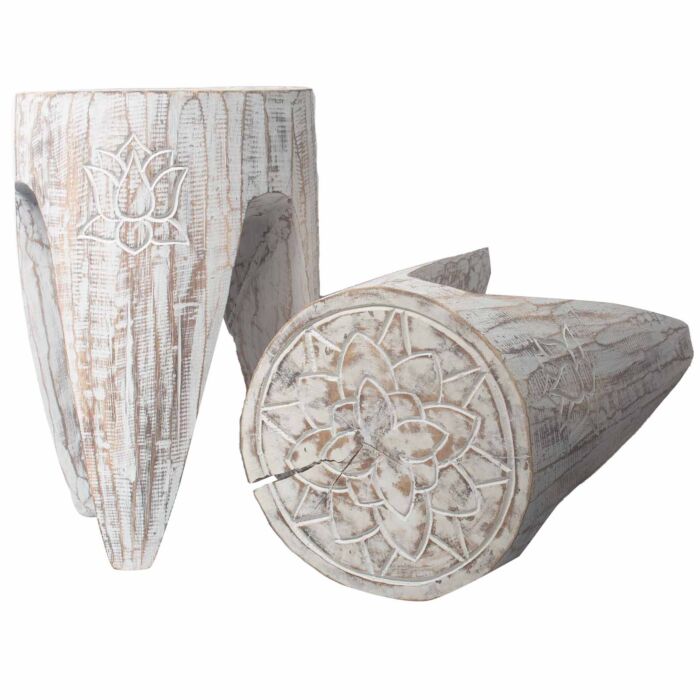 Interlocking Table/stool Set Of 2 - Lrg Whitewash