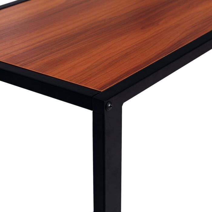 Homcom C-shaped Side Table, Sofa End Table With Metal Frame, Accent Couch Table, Walnut And Black