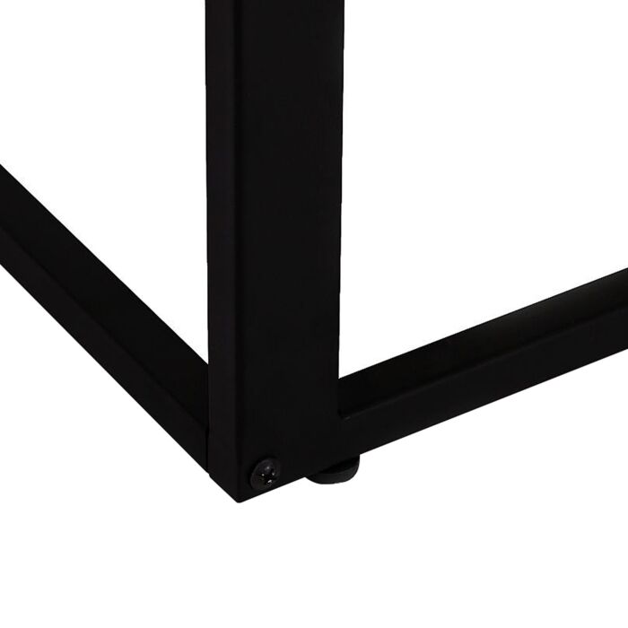 Homcom C-shaped Side Table, Sofa End Table With Metal Frame, Accent Couch Table, Walnut And Black