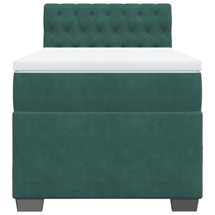 Vidaxl Box Spring Bed With Mattress Dark Green 80x200 Cm Velvet