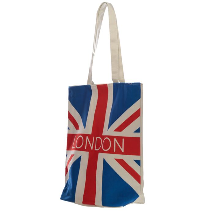 Handy Cotton Zip Up Shopping Bag - London Union Jack Flag