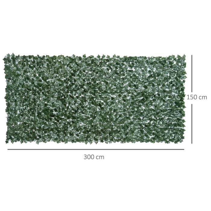 Outsunny Artificial Leaf Screen Panel, 3x1.5 M-dark Green