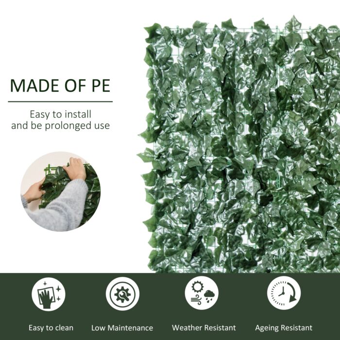 Outsunny Artificial Leaf Screen Panel, 3x1.5 M-dark Green
